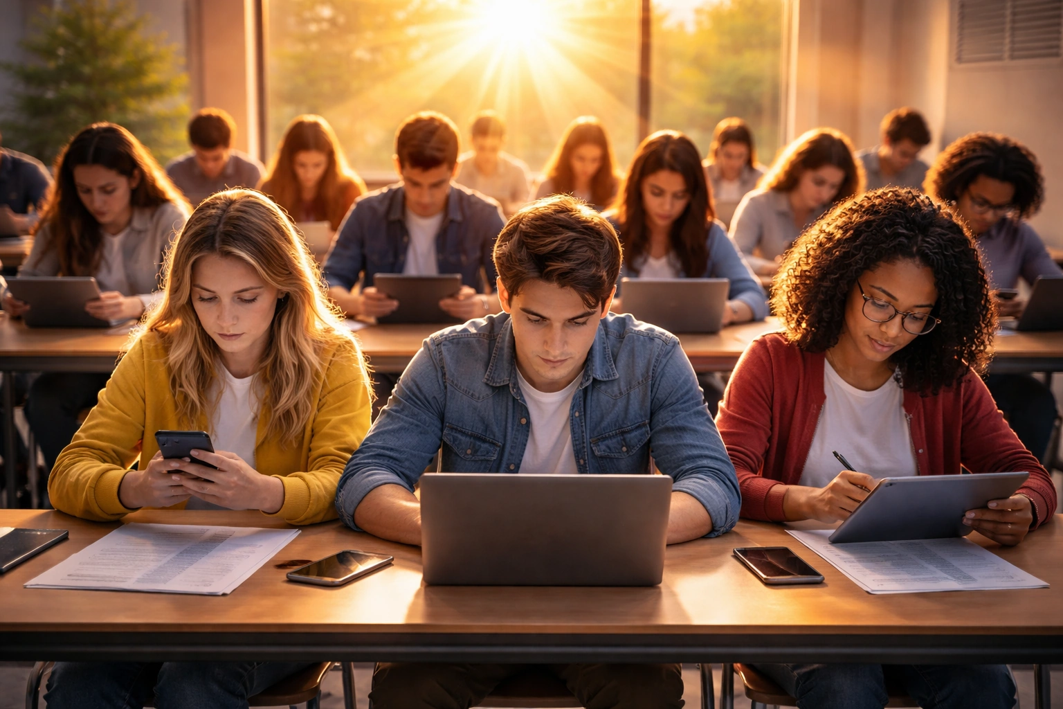 Tələbələr onlayn imtahan verirlər